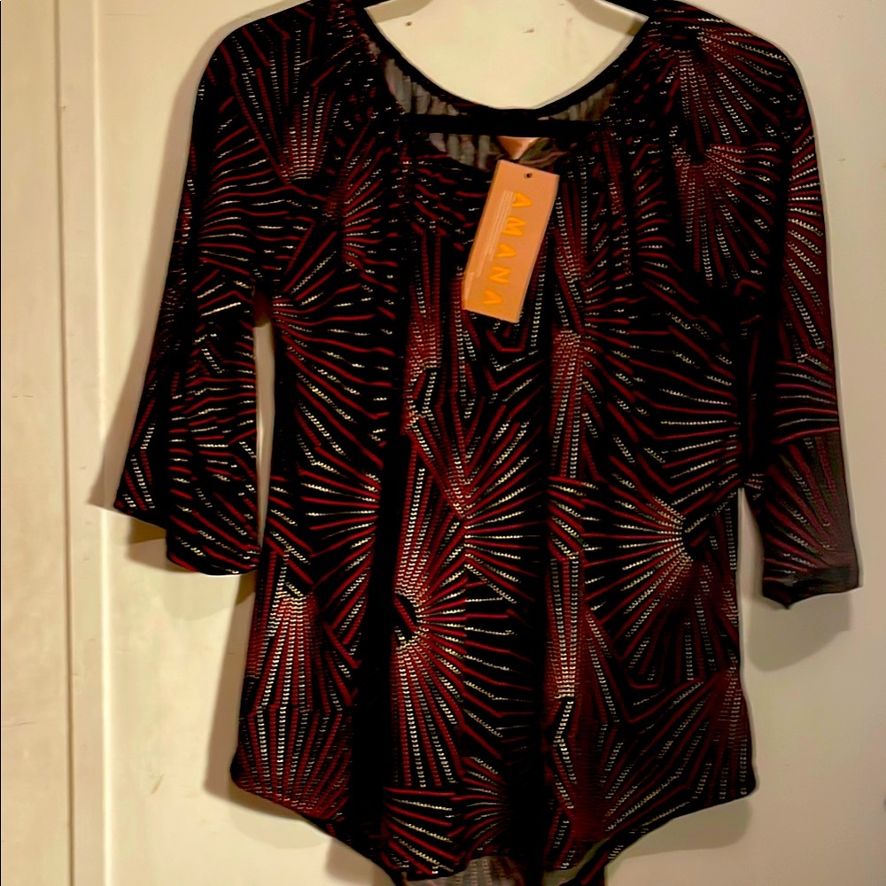 Anna Black and Red Women's Top